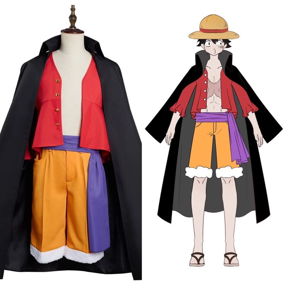 Set Áo Choàng + Mũ Hóa Trang Nhân Vật Luffy Trong Phim One Piece