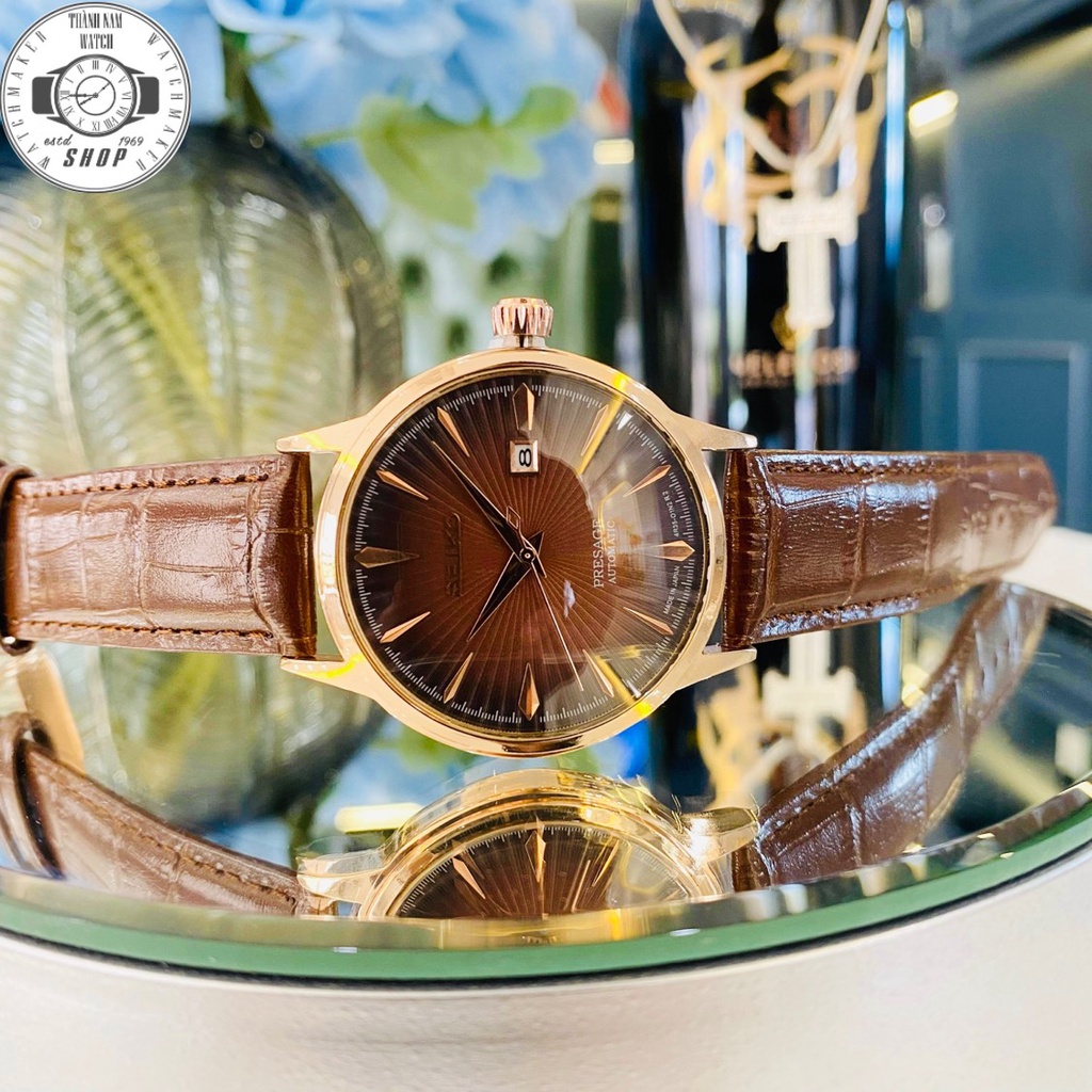 Đồng hồ nam Seiko dây da máy nhật, mặt kính sapphire chống xước , chống nước 3 atm ĐỒNG HỒ THANH NAM 247