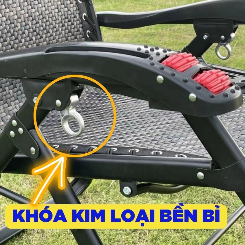 Ghế Tựa Lưng, Ghế Xếp Thư Giãn SUMIKA SK636A Lưới Vân Mây Đan Truyền Thống + Lăn Tay Massage, Tải Trọng 300kg