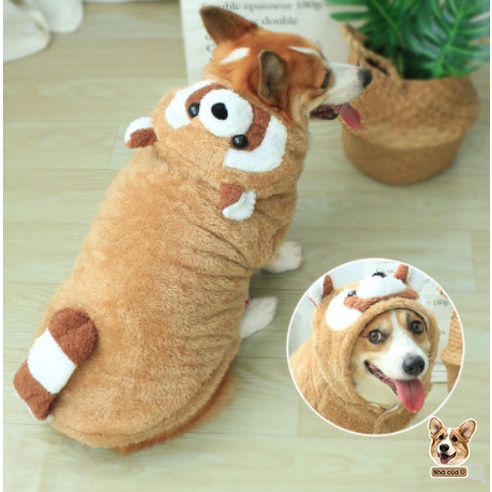 Áo Mùa Đông Cho Chó Lớn - Áo Mùa Đông Cho Chó To, Samoyed, Golden, Corgi Chất Nhung Bông Hình Con Chồn