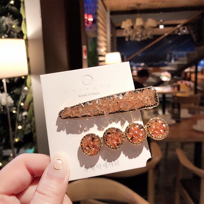 Set 2-7 Kẹp Tóc Đính Đá Phong Cách Hàn Quốc Sang Trọng Cho Nữ