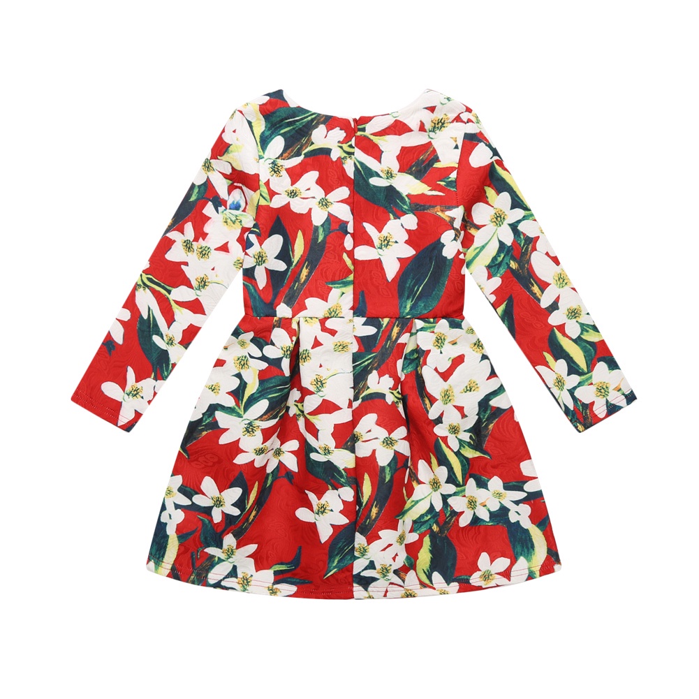 Đầm công chúa SANLUTOZ in họa tiết hoa thời trang mùa đông năm mới dành cho bé gái