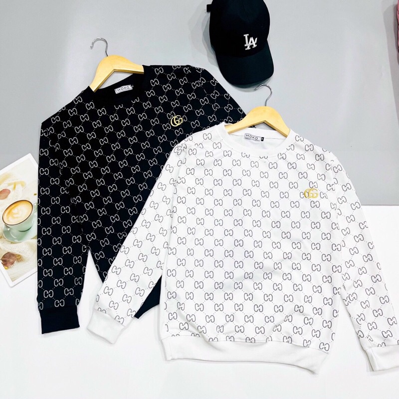 Áo nỉ sweater nam nữ dài tay in thêu họa tiết GC chất vải mềm mịn giữ ấm co giãn tốt, áo đôi thu đông hot trend