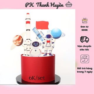 Phụ kiện trang trí bánh sinh nhật, bánh kem - sét cắm cờ đỏ