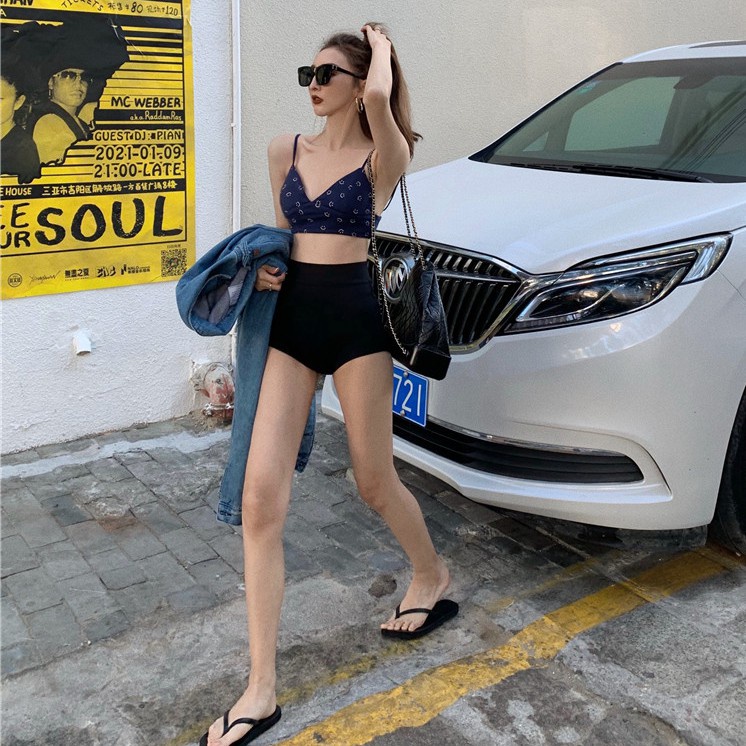 Quần short thể thao XINLANYASHE lưng cao màu đen thời trang cá tính cho nữ