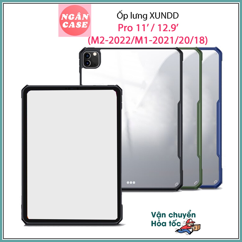 Ốp lưng XUNDD iPad Pro 11' / 12.9' (M2-2022/M1-2021/2020/2018), Mặt lưng trong, Viền TPU, Chống sốc