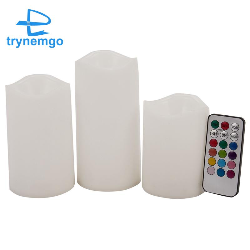 Bộ 3 Đèn LED Hình Nến Không Lửa Thay Đổi Màu Sắc Kèm Điều Khiển Từ Xa Đa Năng Tiện Dụng
