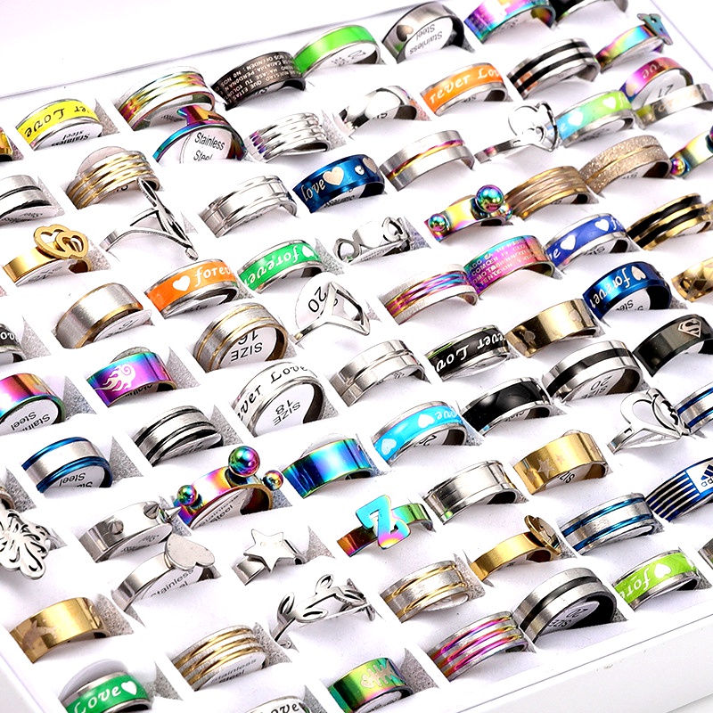 Set 20 Nhẫn Thép Không Gỉ Thiết Kế Mới Thời Trang Dành Cho Cả Nam Và Nữ