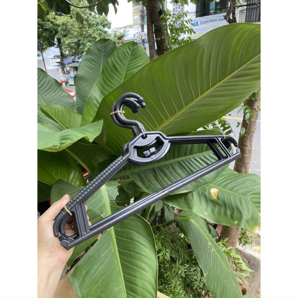 10 Móc nhựa treo quần áo, móc cổ xoay đen, trắng, hàng đẹp, dài 41cm hàng loại 1 bền đẹp chắc chắn