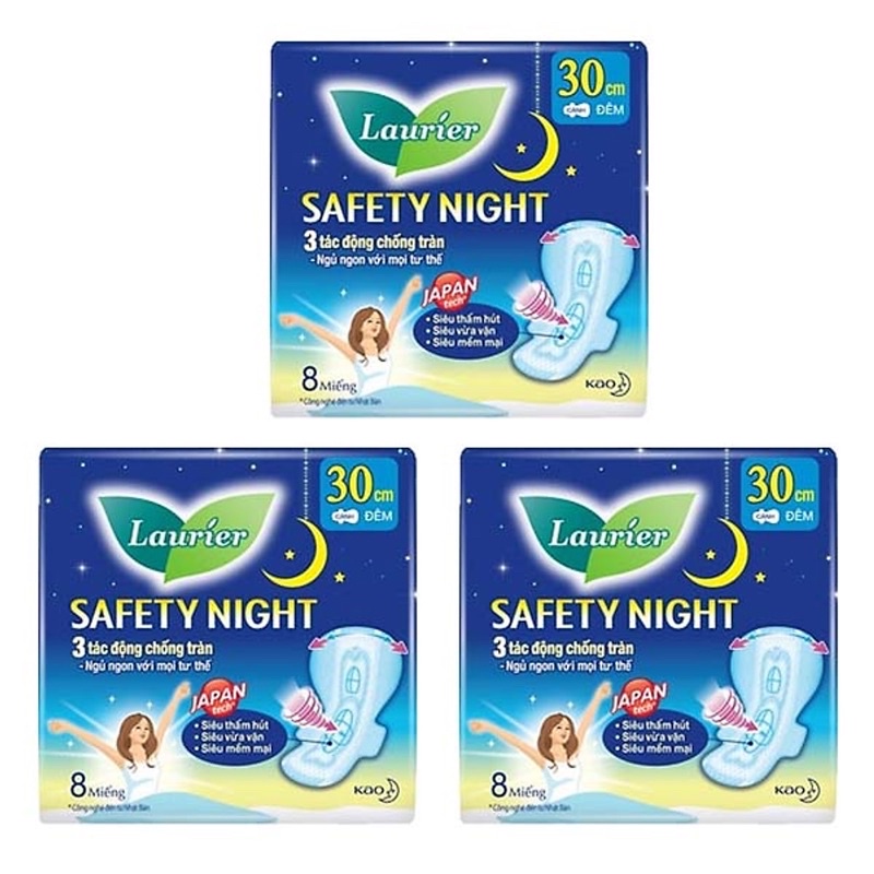 Laurier Safety Night Đêm Siêu An Toàn 30cm 8 miếng
