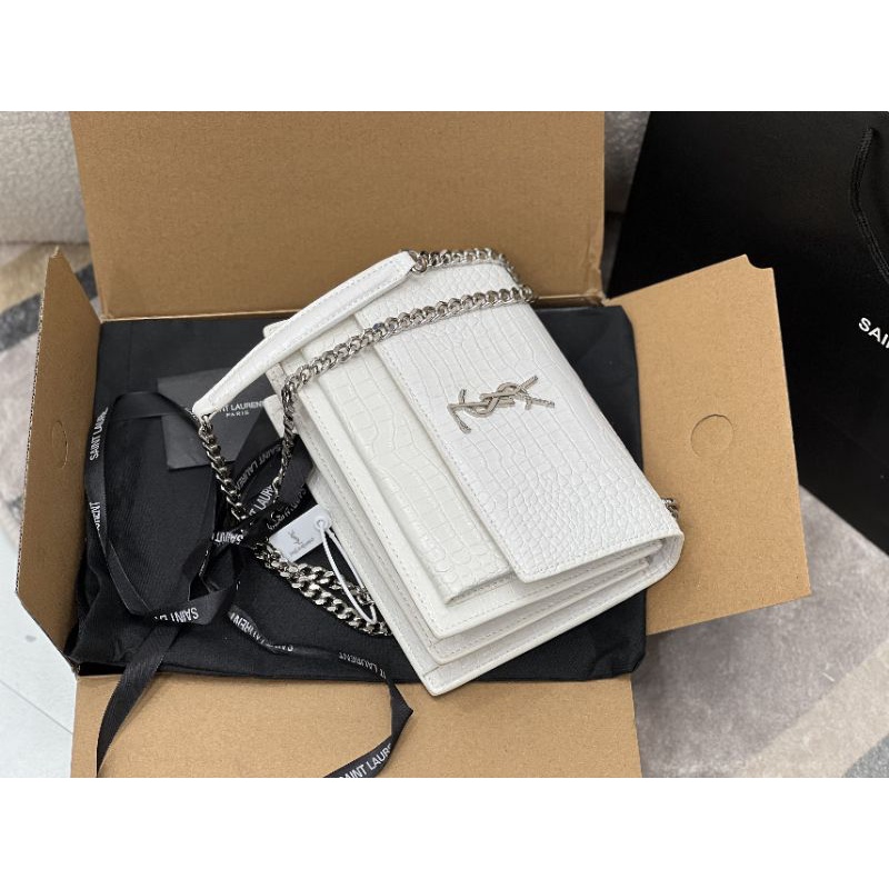 Túi xách nữ Y.Sunset vân cá sấu sz22cm(đen&amp;trắng) chuẩn đẹp fullbox hịn