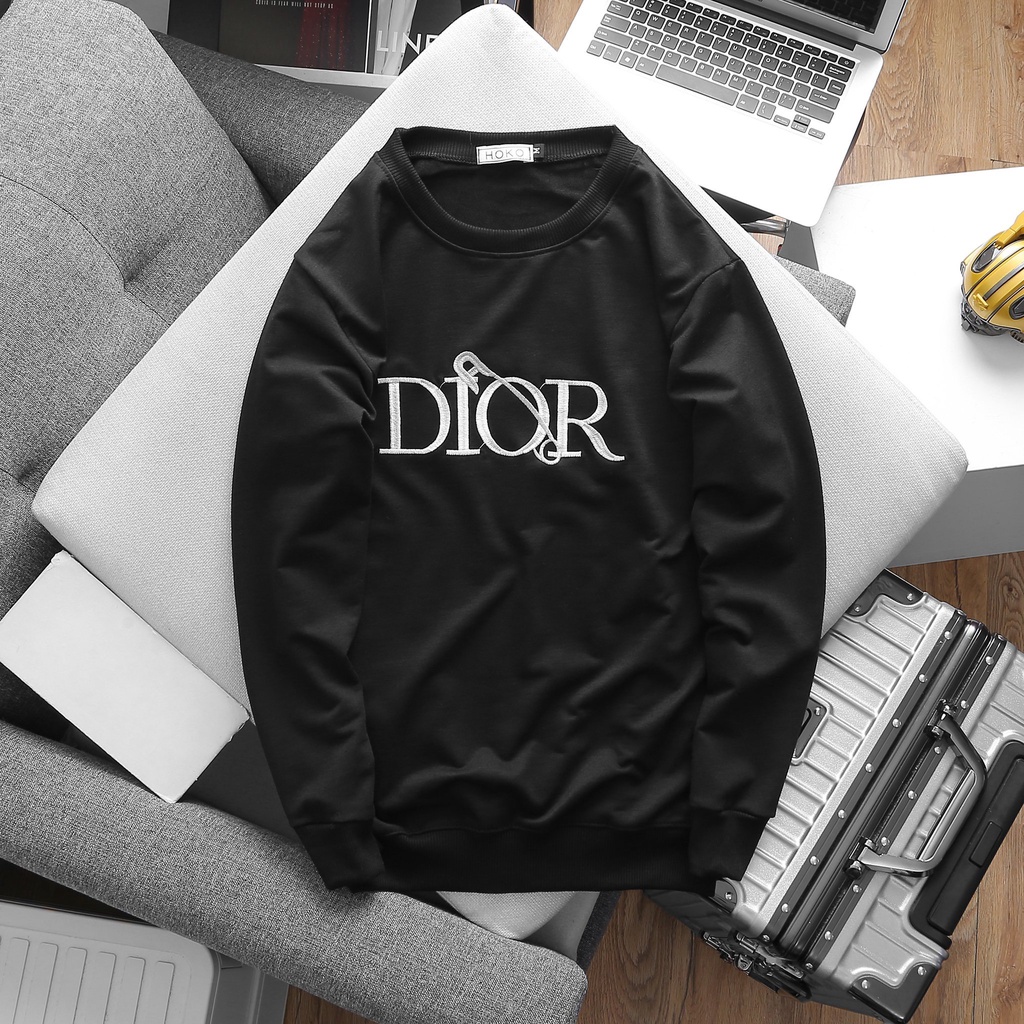 Áo nỉ sweater nam nữ in họa tiết DIO dài tay vải mềm mịn giữ ấm co giãn tốt 2 màu trắng đen phù hợp các cặp đôi trẻ