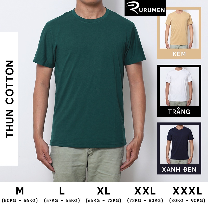 Áo Thun Nam Cổ Tròn Tay Ngắn Trơn Big Size Thêu Chữ Rayman RURUMEN Áo Phông Trơn Thun Cotton VNXK - AB422