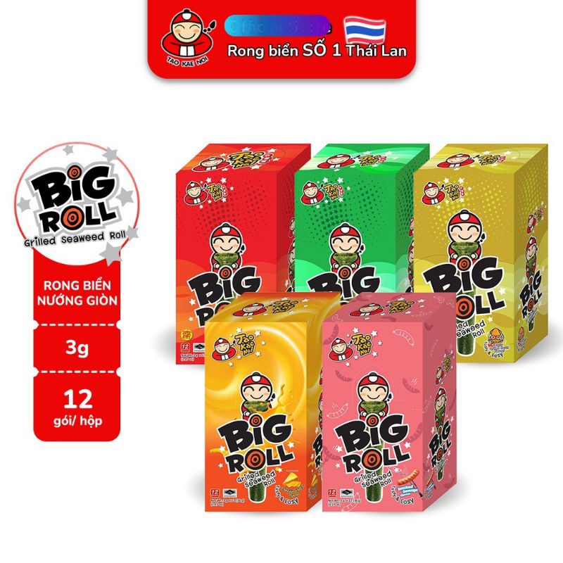 (Rẽ Vô Địch)Hộp 6 Gói Rong Biển TaoKaeNoi Big Roll Date 3/2025 ( 6gói×3g)