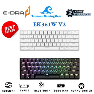 Bàn phím cơ E-DRA EK361W V2 RGB/ Huano switch/ Bluetooth/ USB type C rời chính hãng/ MAC Layout