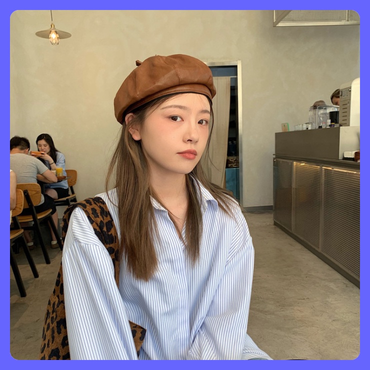 Mũ nồi nữ xinh chất da cao cấp - Nón beret màu trơn phong cách vintage thời trang - Quà tặng sinh nhật, Giáng sinh đẹ
