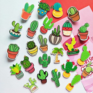 Ghim cài icon cây xương rồng, huy hiệu acrylic, pin cài áo, trâm balo đi học cực cute mira-gc00837