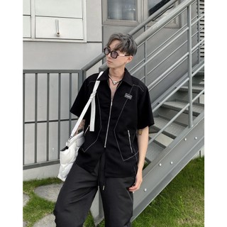 Áo sơ mi tay ngắn ombre zip shirt