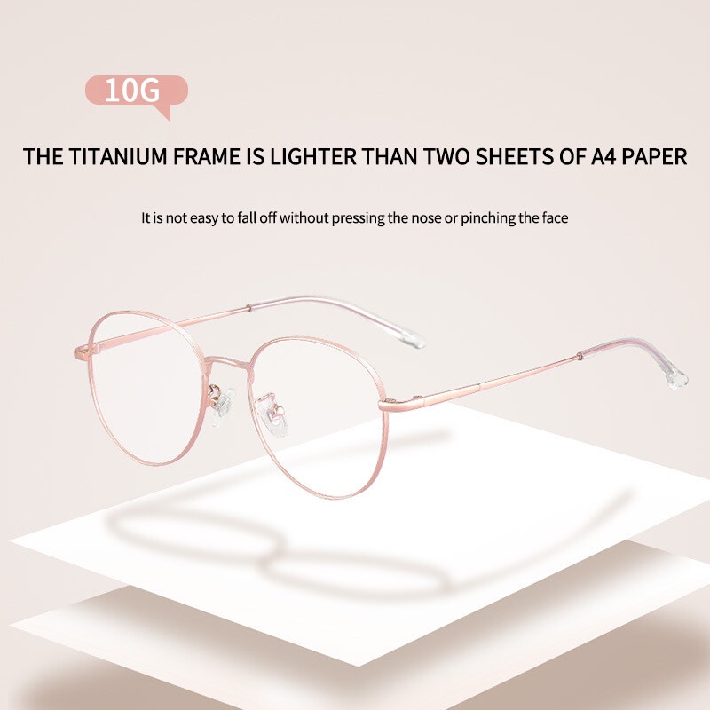 Mắt Kính Gọng Tròn Siêu Nhẹ Chống Bức Xạ Bằng Titan Thời Trang Cho Nam Và Nữ
