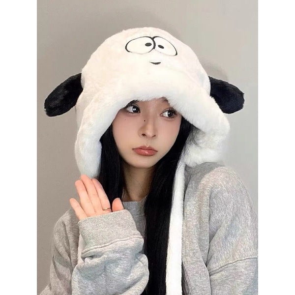Mũ Lông Tai Thỏ Đáng Yêu Mềm Mại Giữ Ấm Phong Cách Hàn Trung