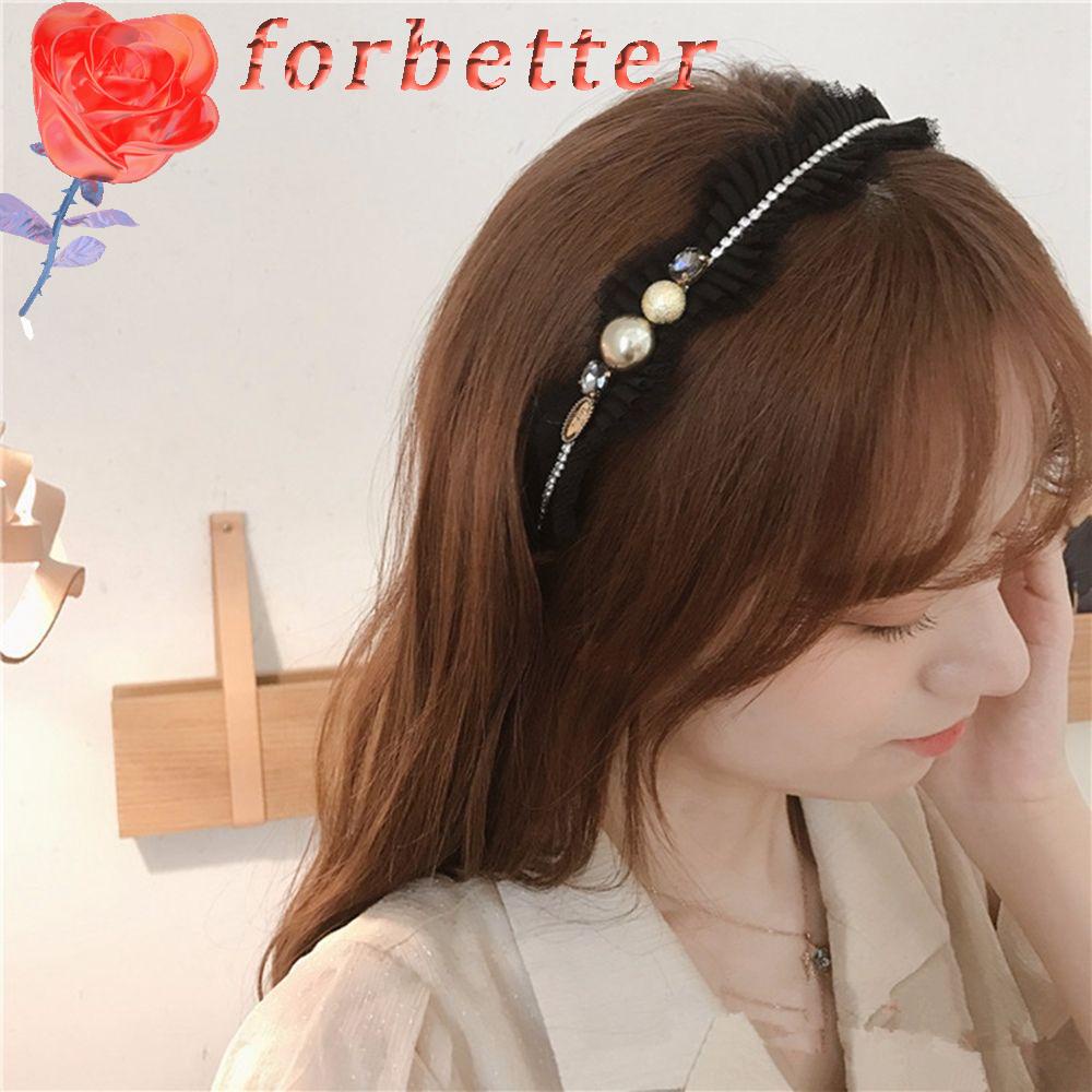 Băng đô nữ phối ren đính ngọc trai thời trang phong cách cổ điển hàn quốc