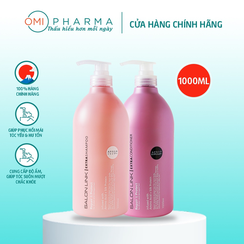 Dầu Gội, Xả Nhật Không Chứa Silicone/Siêu Dưỡng Salon Link Extra Chuyên Dùng Cho Tóc Khô Hư Tổn, Uốn, Nhuộm 1000ml/Chai