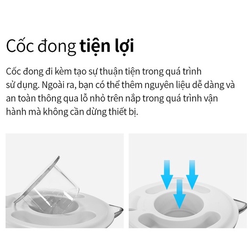 Máy xay sinh tố Locknlock 1.5L EJM416WHT Multi Blender 800W - Hàng chính hãng, nghiền nhuyễn đá, có lọc bã hạt - JoyMall