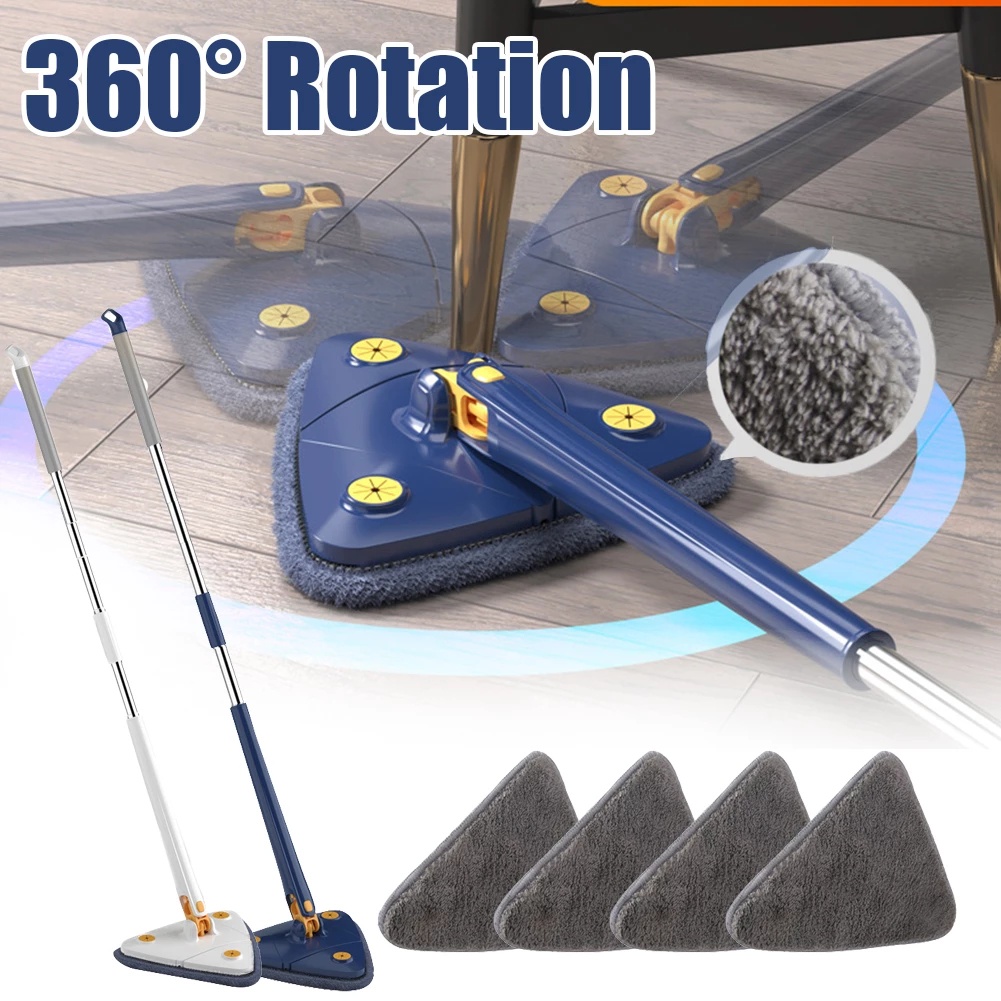 Cây Lau Nhà Hình Tam Giác Xoay 360 Độ Có Thể Điều Chỉnh Tiện Lợi° Cây Lau Sàn Nhà Bằng Sợi Siêu Mịn Thấm Hút Nước Và Khô Tiện Dụng