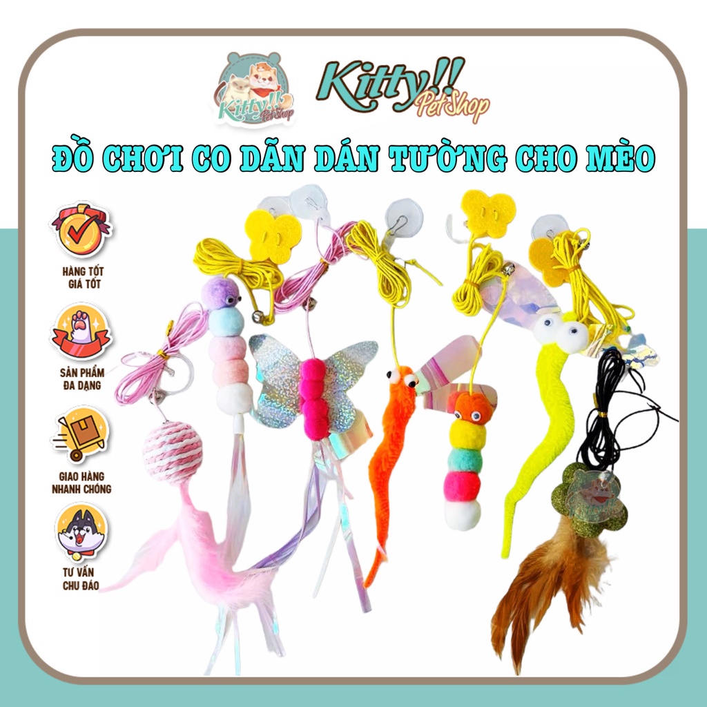 Đồ chơi cho mèo dây treo co dãn dán tường - đồ chơi tương tác, thư giãn cho thú cưng - Kitty Pet Shop BMT