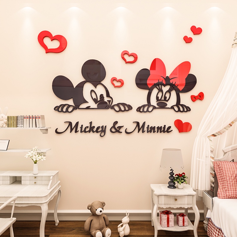 Miếng Dán Tường Trang Trí Hình Chuột Mickey Minnie Mini DIY