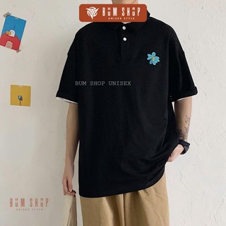 Áo Thun Polo Có Cổ Form Rộng Unisex Nam - Thêu Hoa Cúc - TTLCC51 - Hàng Đẹp Giống Hình - Chất Cotton Mềm Mát