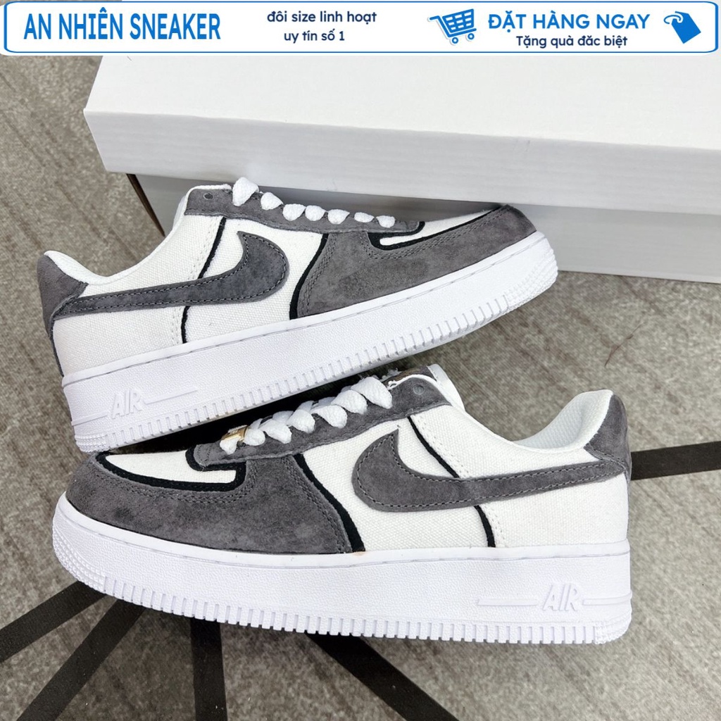 Giày thể thao nam nữ Af1 xám lông chuột, Giày Nike AF1 xám lông chuột bản trung cao cấp nhất đế Air full phụ kiện