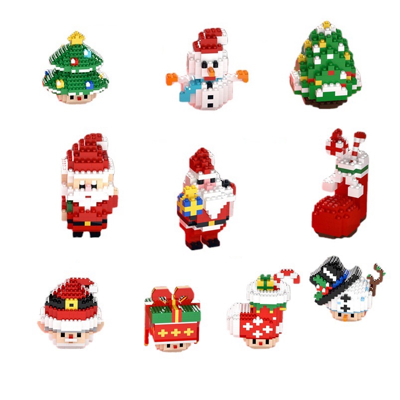 Đồ Chơi Lắp Ráp Mô Hình Giáng Sinh, Christmas  Ông Già Noel / Cây Thông / Người Tuyết Dùng Làm Quà Tặng