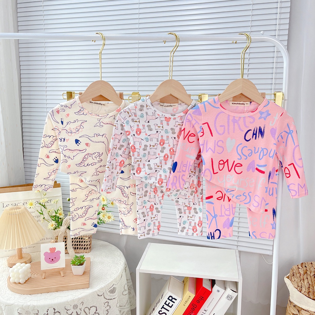 Set 3 Bộ Cotton Borip Bé Gái KIMCHIBABY Vải Dư Xịn Hoạ Tiết Pony, Bộ Quần Áo Cho Bé Mặc Nhà MKMTD2221