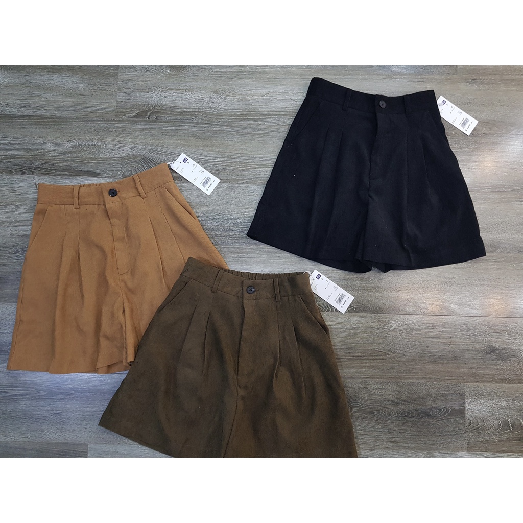 Quần short nhung gân GU_VNXK form đẹp, cạp cao, phong cách trẻ trung