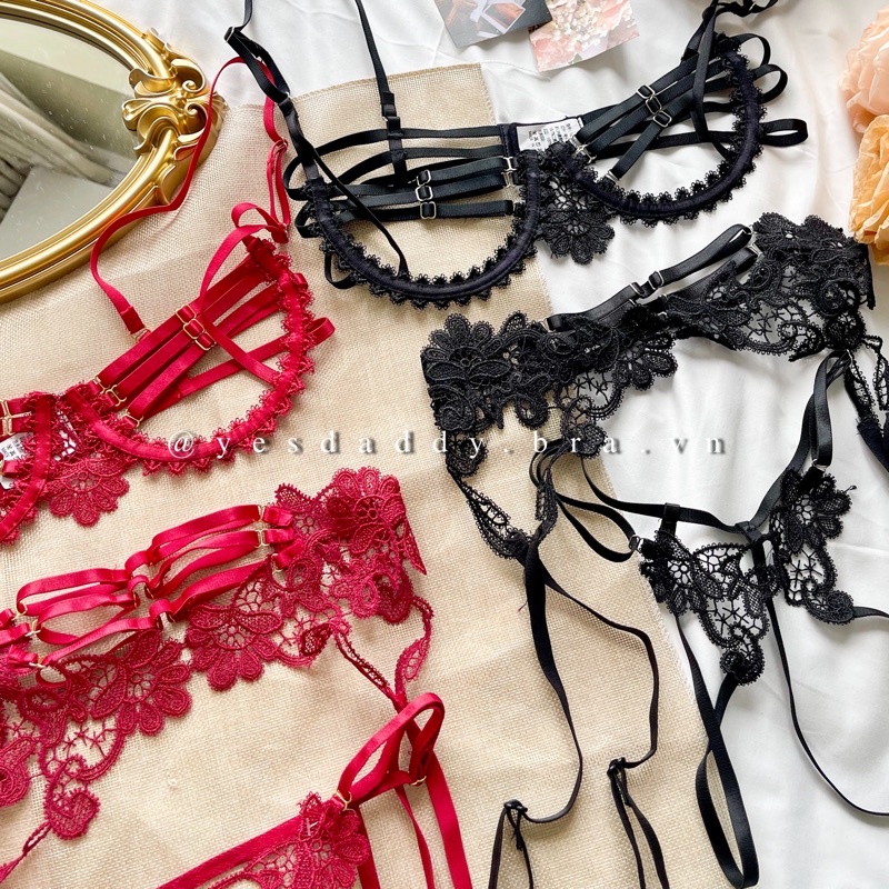 Set nội y cao cấp không đáy + kèm tất sexy gợi cảm NY007