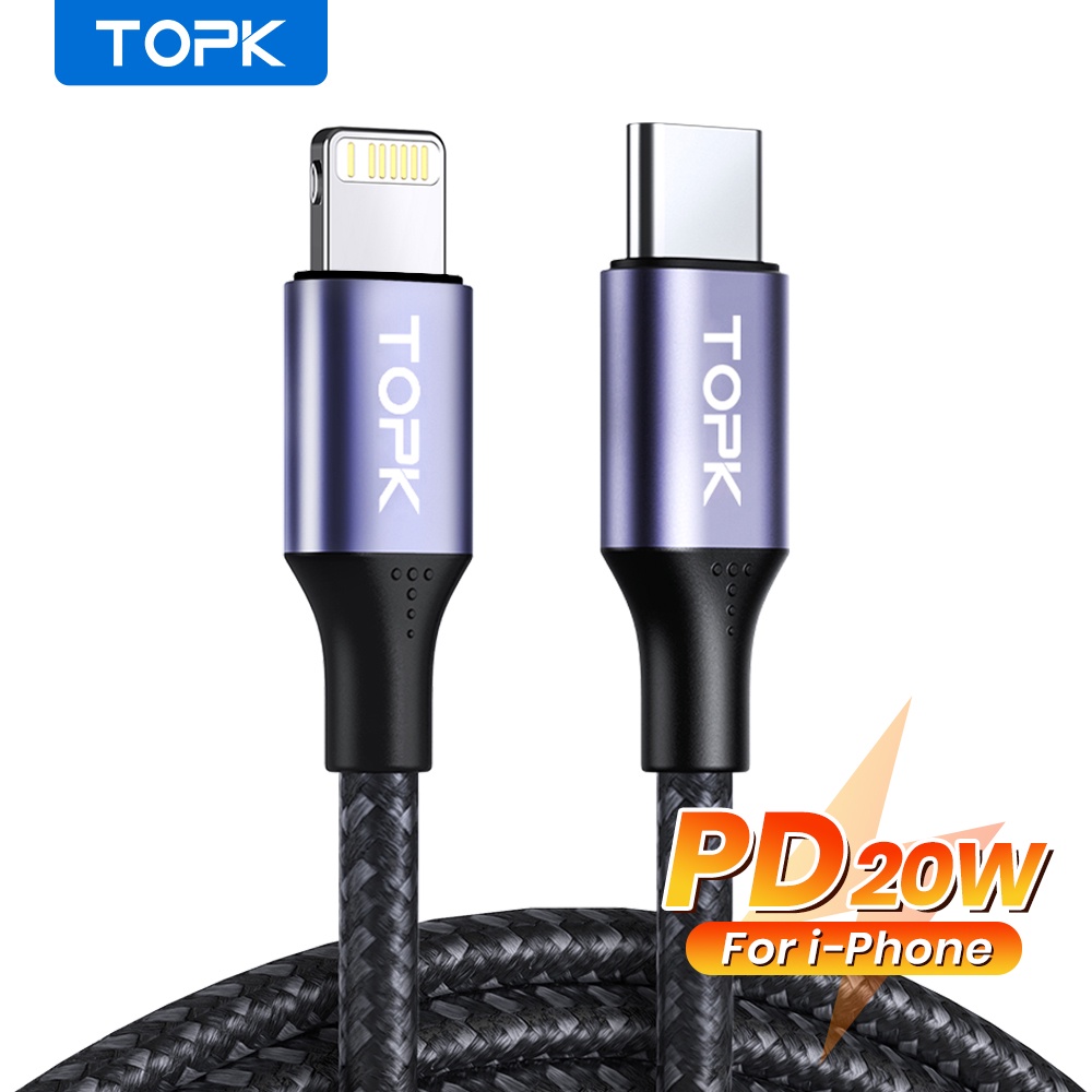 TOPK Dây Cáp Sạc Nhanh USB Type C AP10 Cho iPhone 6 7 8 11 X XS