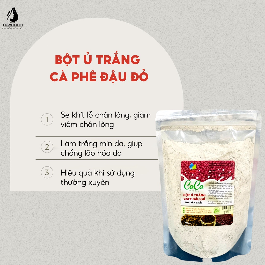 Ủ trắng cafe đậu đỏ tẩy tế bào chết, làm da trắng sáng