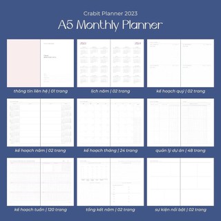 Sổ PLANNER CRABIT 2023 - Combo 2 Sổ Monthly Planner A5 và Weekly Planner A6