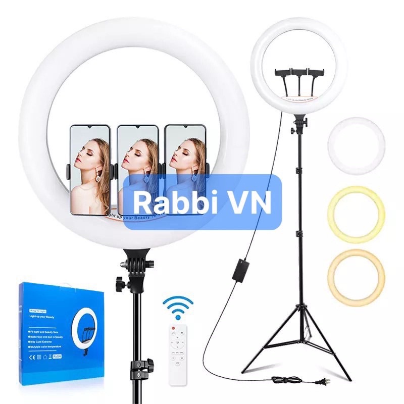 Đèn livestream 45cm hỗ trợ bán hàng, make up kèm gậy 2m1 với 3 chế độ sáng