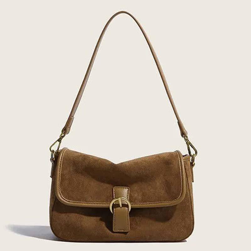 Oeteo shop Túi Xách Đeo Vai Nắp Lật Màu Nâu Phong Cách Cổ Điển Cho Nữ