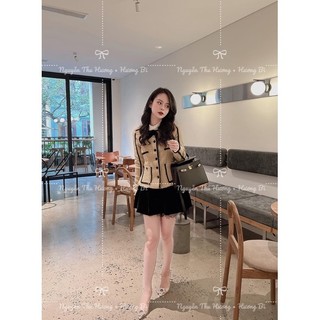 Áo khoác dạ nâu nơ