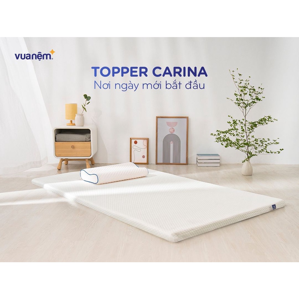 Topper tiện nghi Memory foam Goodnight Carina siêu mát, bọc vải tản nhiệt 3 inch Ultra