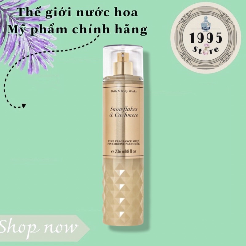 Xịt thơm toàn thân bodymist Bath & Body Works - Snowflakes & Cashmere