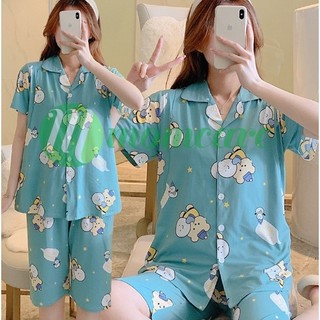 Bộ đồ cộc pijama bc04 - bộ bầu mặc nhà sau sinh cho con bú ti - đồ bộ bầu lửng quần áo cho mẹ bầu thời trang mùa hè