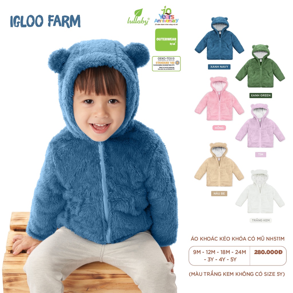 Áo khoác lông kéo khóa có mũ