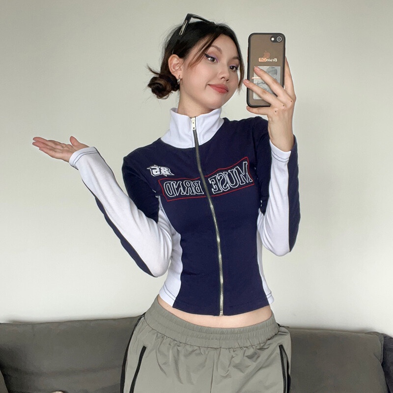 Áo khoác WEIRD PUSS khóa kéo in chữ thời trang hip hop đường phố thời trang cá tính