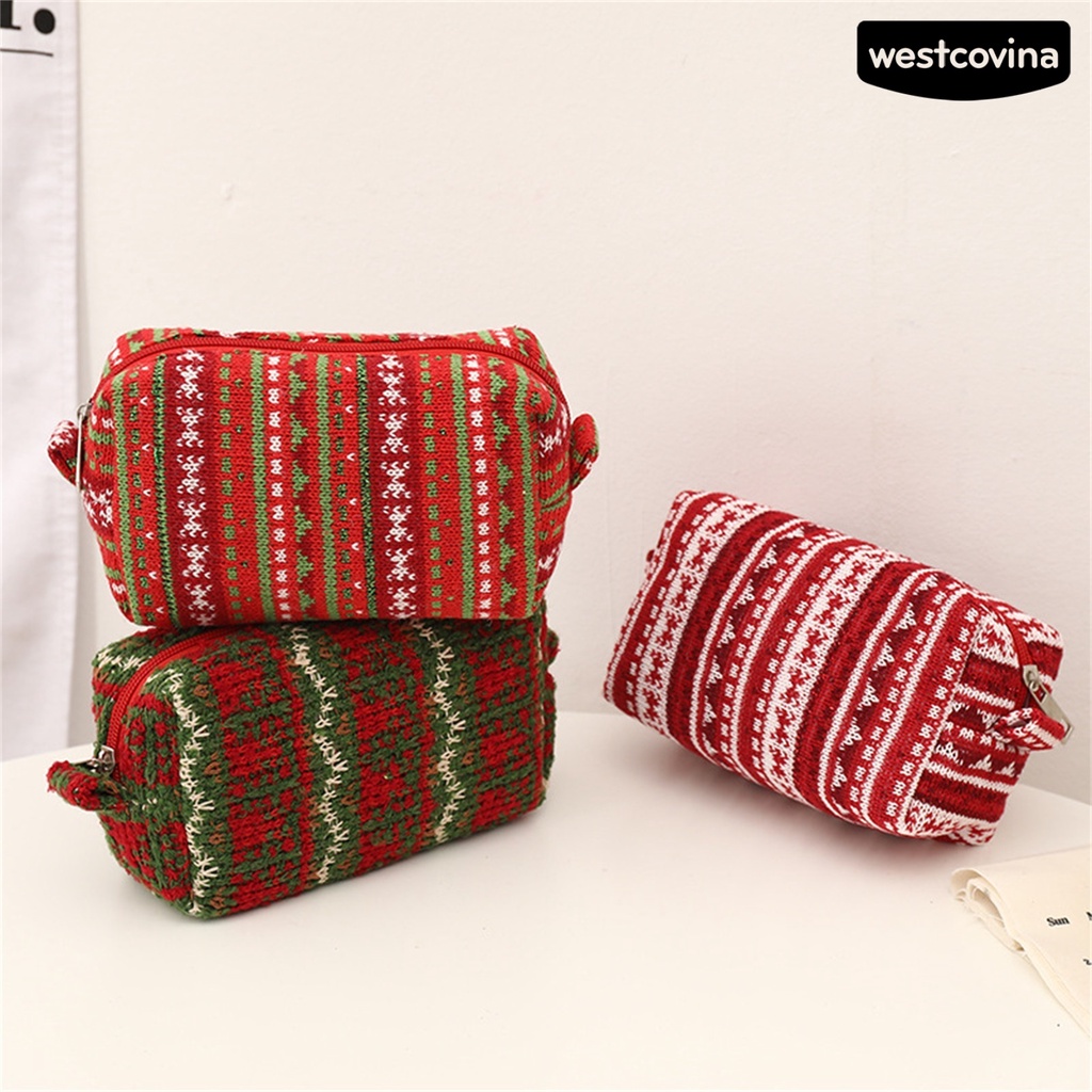 [Hot]☃Túi Đựng Đồ Trang Điểm Sức Chứa Lớn Chống Bụi Phong Cách Giáng Sinh Cho Nữ