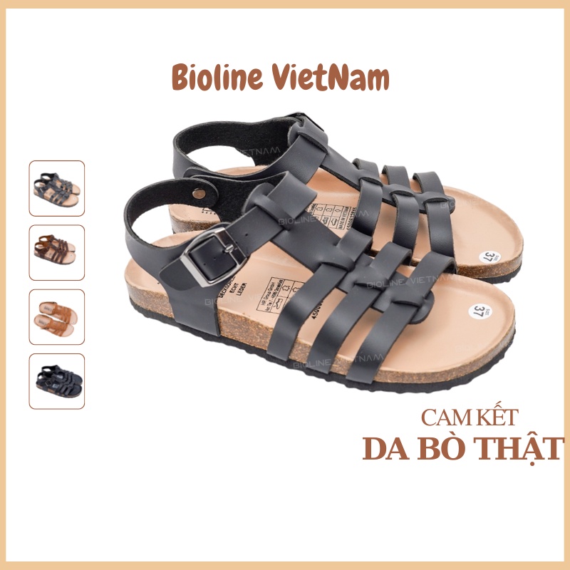 Dép da nam nữ quai hậu đế trấu làm từ da bò thật nguyên tấm Mã DK12