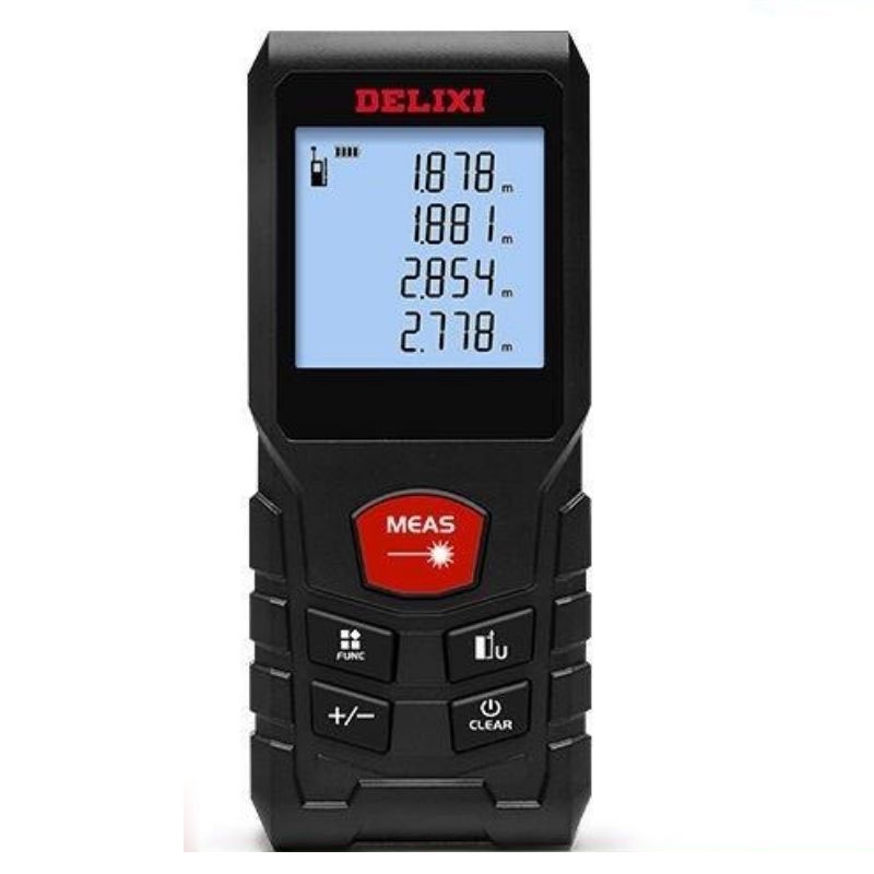 Máy đo khoảng cách Delixi 50m, 120m dùng trong xây dựng, nội thất, đo chiều dài, chiều cao, chu vi, diện tích, thể tích